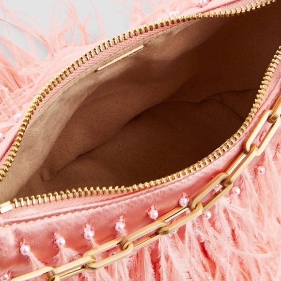 CULT GAIA Pink Ostrich Feather Purse - Picture 5 of 7